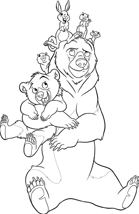 coloriage frere des ours et les amis de la foret